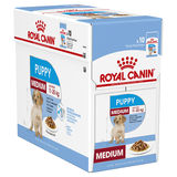 Royal Canin Medium Puppy Gravy is suitable for adult weight 11-25kg up to 12 months old.