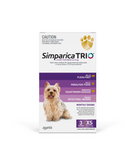 Simparica Trio chews for extra small dogs 2.6-5kgs 3 Pack - kills fleas, kills ticks, prevents heartworm disease, treats intestinal worms